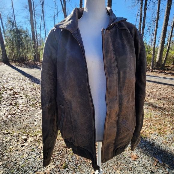 Vintage J.Park Original Distressed Leather Bomber Jacket - Picture 1 of 12